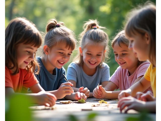 Enfants participant à un stage créatif pendant les vacances scolaires